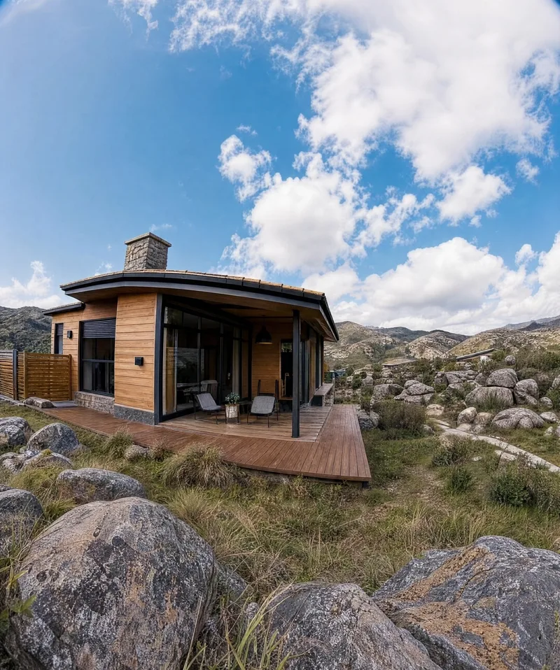 Alojamiento de madera con galería, entre las sierras de Córdoba
